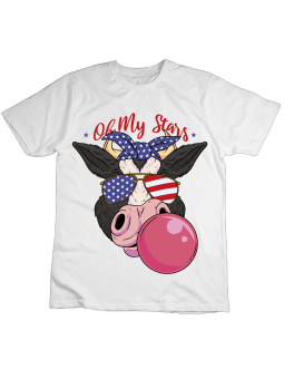 Koszulka Koszulka Dziecięca USA Cow Biała - Śmieszne T-Shirty z Nadrukami ?