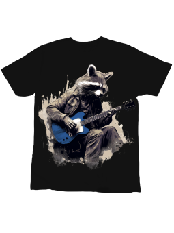 Koszulka Koszulka Dziecięca Szop z Gitarą Czarna - Śmieszne T-Shirty z Nadrukami ?