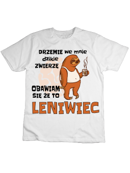 Koszulka Koszulka Dziecięca Dzikie Zwierzę Leniwiec Biała - Śmieszne T-Shirty z Nadrukami ?