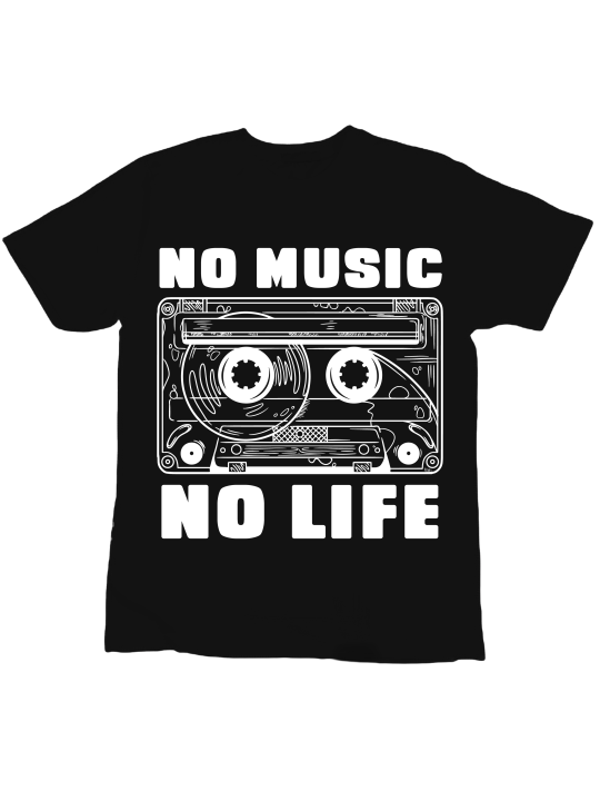 Koszulka Koszulka Dziecięca No Music No Life Czarna - Śmieszne T-Shirty z Nadrukami ?