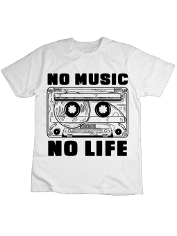 Koszulka Koszulka Dziecięca No Music No Life Biała - Śmieszne T-Shirty z Nadrukami ?