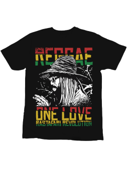Koszulka Koszulka Dziecięca Reggae One Love Czarna - Śmieszne T-Shirty z Nadrukami ?