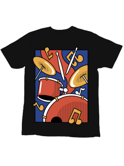 Koszulka Koszulka Dziecięca Kolorowa Perkusja Czarna - Śmieszne T-Shirty z Nadrukami ?