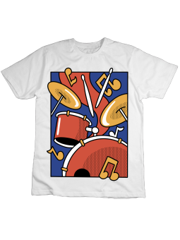 Koszulka Koszulka Dziecięca Kolorowa Perkusja Biała - Śmieszne T-Shirty z Nadrukami ?