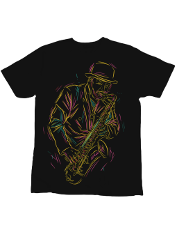 Koszulka Koszulka Dziecięca Saksofonista Czarna - Śmieszne T-Shirty z Nadrukami ?