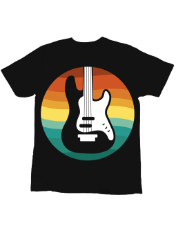 Koszulka Koszulka Dziecięca Gitara Basowa Tęcza Czarna - Śmieszne T-Shirty z Nadrukami ?