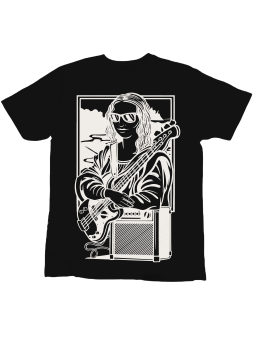 Koszulka Koszulka Dziecięca Mona Lisa z Basem Czarna - Śmieszne T-Shirty z Nadrukami ?