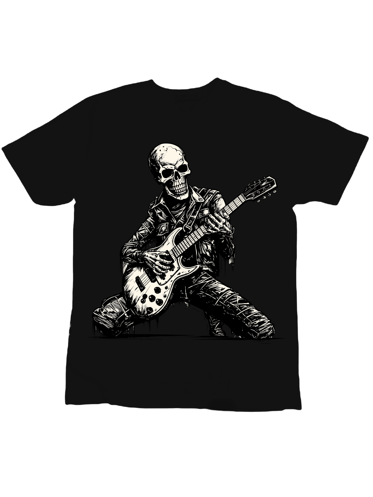 Koszulka Koszulka Dziecięca Szkielet z Gitarą Czarna - Śmieszne T-Shirty z Nadrukami ?