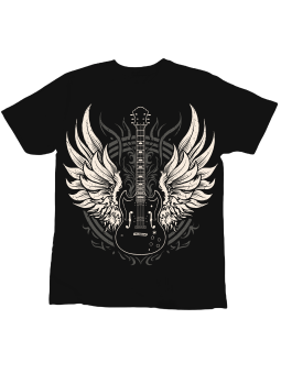 Koszulka Koszulka Dziecięca Skrzydlata Gitara Czarna - Śmieszne T-Shirty z Nadrukami ?