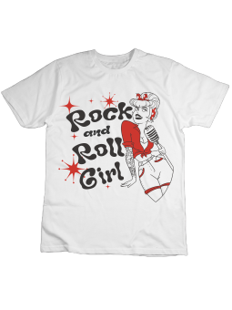 Koszulka Koszulka Dziecięca Rock n Roll Girl Biała - Śmieszne T-Shirty z Nadrukami ?