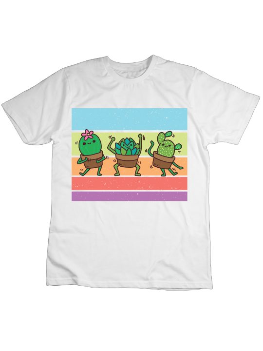 Koszulka Koszulka Dziecięca Tańczące Kaktusy Biała - Śmieszne T-Shirty z Nadrukami ?