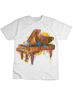 Koszulka Koszulka Dziecięca Kolorowy Fortepian Biała - Śmieszne T-Shirty z Nadrukami ?