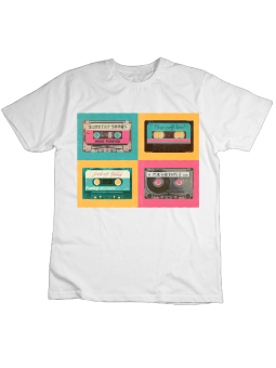 Koszulka Koszulka Dziecięca Retro Kasety Biała - Śmieszne T-Shirty z Nadrukami ?