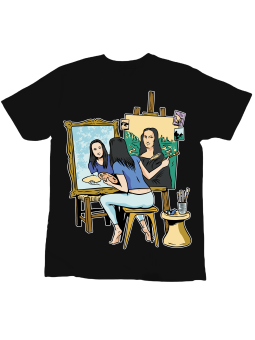 Koszulka Koszulka Dziecięca Mona Lisa Autoportret Czarna - Śmieszne T-Shirty z Nadrukami ?
