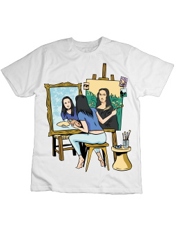 Koszulka Koszulka Dziecięca Mona Lisa Autoportret Biała - Śmieszne T-Shirty z Nadrukami ?