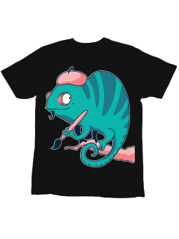 Koszulka Koszulka Dziecięca Kameleon Artysta Czarna - Śmieszne T-Shirty z Nadrukami ?