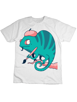 Koszulka Koszulka Dziecięca Kameleon Artysta Biała - Śmieszne T-Shirty z Nadrukami ?