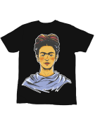 Koszulka Koszulka Dziecięca Portret Frida Kahlo Czarna - Śmieszne T-Shirty z Nadrukami ?