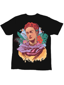 Koszulka Koszulka Dziecięca Kolorowa Frida Kahlo Czarna - Śmieszne T-Shirty z Nadrukami ?