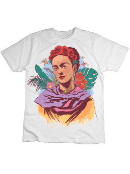 Koszulka Koszulka Dziecięca Kolorowa Frida Kahlo Biała - Śmieszne T-Shirty z Nadrukami ?