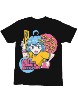 Koszulka Koszulka Dziecięca Anime & Sketching Czarna - Śmieszne T-Shirty z Nadrukami ?
