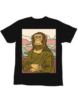 Koszulka Koszulka Dziecięca Mona Lisa Szympans Czarna - Śmieszne T-Shirty z Nadrukami ?