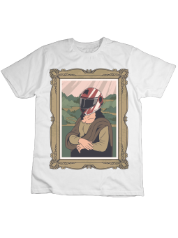 Koszulka Koszulka Dziecięca Mona Lisa w Kasku Biała - Śmieszne T-Shirty z Nadrukami ?