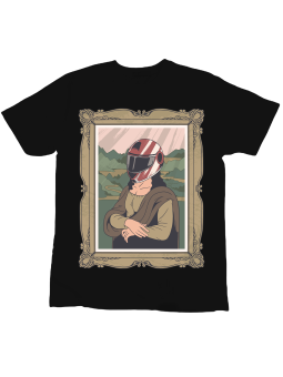 Koszulka Koszulka Dziecięca Mona Lisa w Kasku Czarna - Śmieszne T-Shirty z Nadrukami ?
