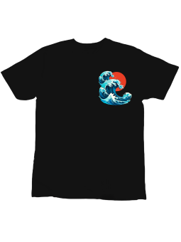 Koszulka Koszulka Dziecięca Hokusai Wielka Fala Nadruk Na Piersi Czarna - Śmieszne T-Shirty z Nadrukami ?