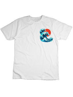 Koszulka Koszulka Dziecięca Hokusai Wielka Fala Nadruk Na Piersi Biała - Śmieszne T-Shirty z Nadrukami ?