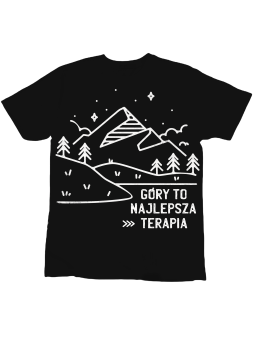 Koszulka Koszulka Dziecięca Góry To Najlepsza Terapia Czarna - Śmieszne T-Shirty z Nadrukami ?