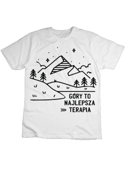 Koszulka Koszulka Dziecięca Góry To Najlepsza Terapia Biała - Śmieszne T-Shirty z Nadrukami ?