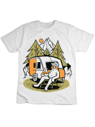 Koszulka Koszulka Dziecięca Camping w Górach Biała - Śmieszne T-Shirty z Nadrukami ?