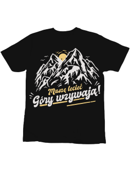 Koszulka Koszulka Dziecięca Góry Wzywają Czarna - Śmieszne T-Shirty z Nadrukami ?