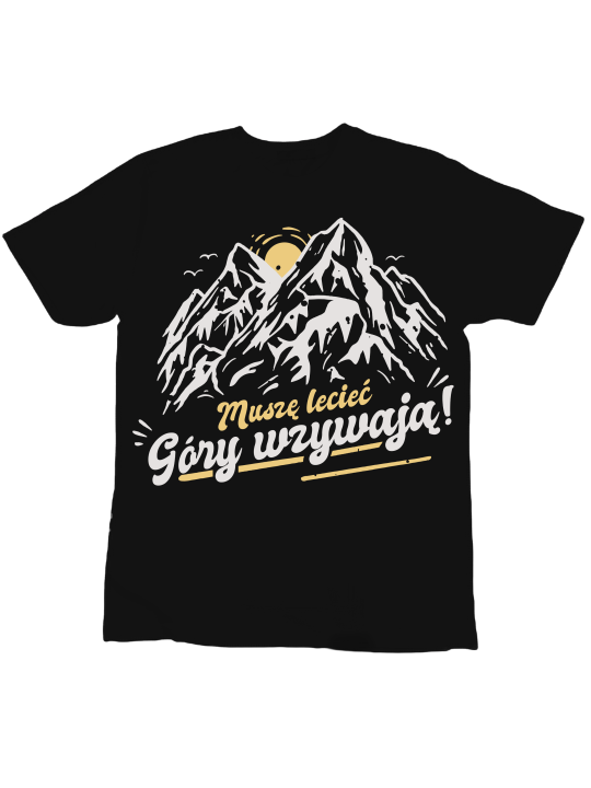 Koszulka Koszulka Dziecięca Góry Wzywają Czarna - Śmieszne T-Shirty z Nadrukami ?
