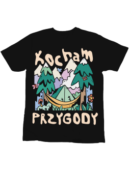 Koszulka Koszulka Dziecięca Kocham Przygody Czarna - Śmieszne T-Shirty z Nadrukami ?