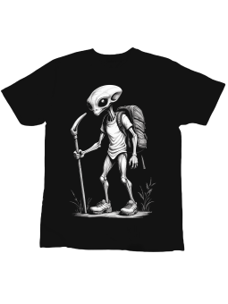 Koszulka Koszulka Dziecięca Kosmita Na Szlaku Czarna - Śmieszne T-Shirty z Nadrukami ?