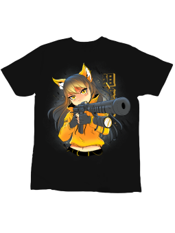 Koszulka Koszulka Dziecięca Anime Kobieta z Bronią Czarna - Śmieszne T-Shirty z Nadrukami ?