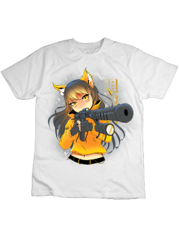 Koszulka Koszulka Dziecięca Anime Kobieta z Bronią Biała - Śmieszne T-Shirty z Nadrukami ?