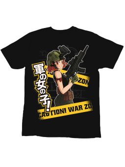Koszulka Koszulka Dziecięca Anime Military Girl Czarna - Śmieszne T-Shirty z Nadrukami ?