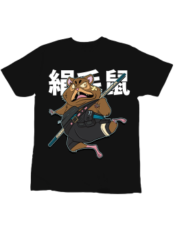 Koszulka Koszulka Dziecięca Anime Samuraj Chomik Czarna - Śmieszne T-Shirty z Nadrukami ?