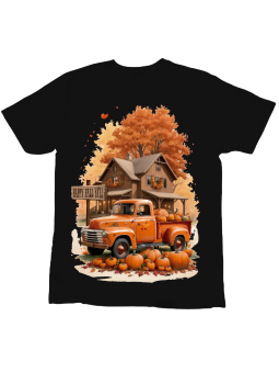 Koszulka Koszulka Dziecięca Jesienna Ciężarówka Czarna - Śmieszne T-Shirty z Nadrukami ?