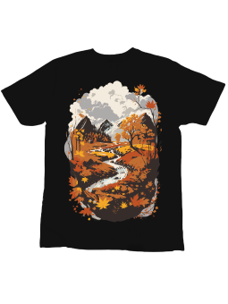 Koszulka Koszulka Dziecięca Jesienny Krajobraz Czarna - Śmieszne T-Shirty z Nadrukami ?