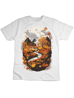 Koszulka Koszulka Dziecięca Jesienny Krajobraz Biała - Śmieszne T-Shirty z Nadrukami ?