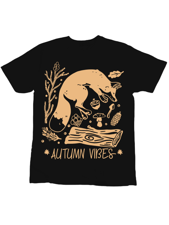 Koszulka Koszulka Dziecięca Autumn Vibes Czarna - Śmieszne T-Shirty z Nadrukami ?