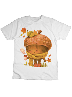 Koszulka Koszulka Dziecięca Żołądź z Kawą Biała - Śmieszne T-Shirty z Nadrukami ?