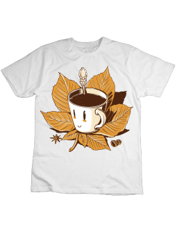 Koszulka Koszulka Dziecięca Kawa na Liściu Biała - Śmieszne T-Shirty z Nadrukami ?