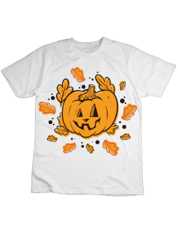 Koszulka Koszulka Dziecięca Dynia z Liścmi Biała - Śmieszne T-Shirty z Nadrukami ?