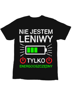 Koszulka Koszulka Dziecięca Jestem Energooszczędny Czarna - Śmieszne T-Shirty z Nadrukami ?