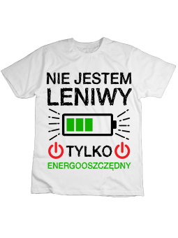 Koszulka Koszulka Dziecięca Jestem Energooszczędny Biała - Śmieszne T-Shirty z Nadrukami ?